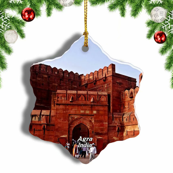 India Agra Fort Agra Christmas Ornament 3 Inches Snow