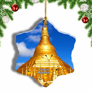 Shwedagon Pagoda Yangon Myanmar Christmas Ornament 3 Inches Snow