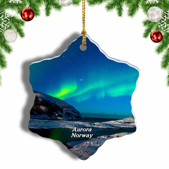 Norway Aurora Tromso Christmas Ornament 3 Inches Snow