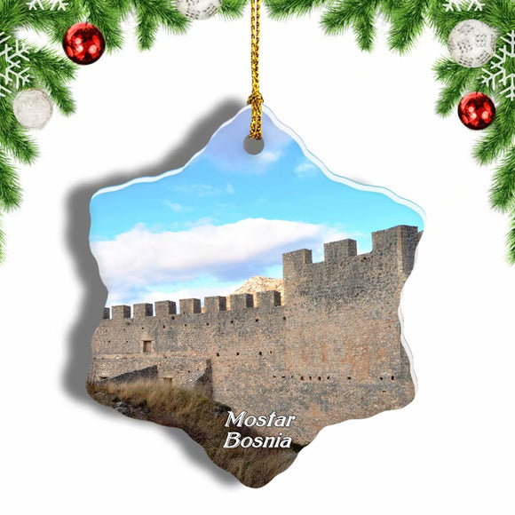 Bosnia Mostar Castle Kosaca Christmas Ornament 3 Inches Snow