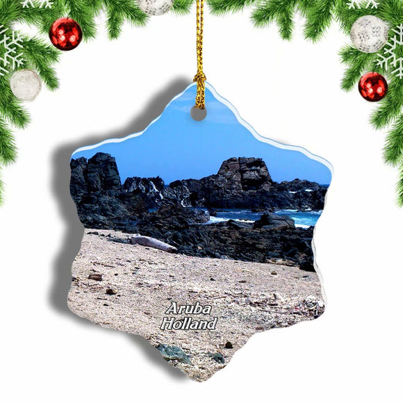 Natural Pool Noord Aruba Christmas Ornament 3 Inches Snow