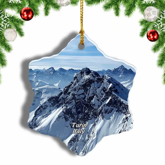 Italy Alps Turin Christmas Ornament 3 Inches Snow