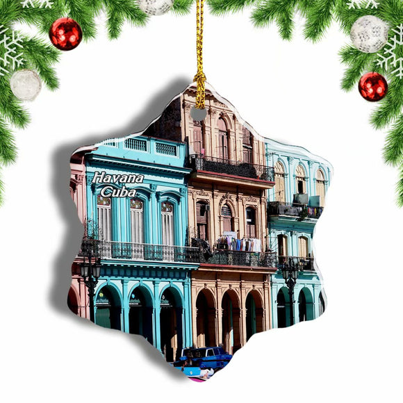 Old Town Havana Cuba Christmas Ornament 3 Inches Snow