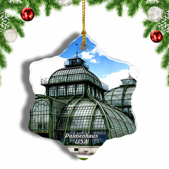 USA America Palmenhaus Christmas Ornament 3 Inches Snow