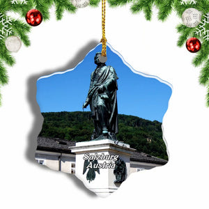 Austria Mozart Monument Salzburg Christmas Ornament 3 Inches Snow