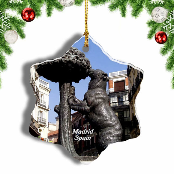 Spain Puerta del Sol Madrid Christmas Ornament 3 Inches Snow