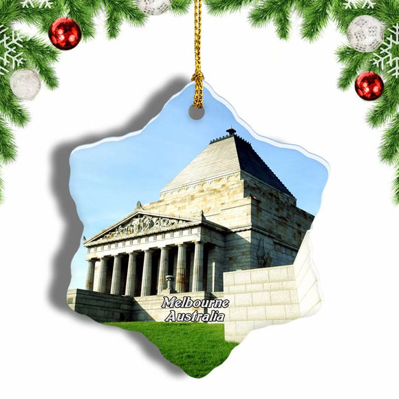 Australia Shrine of Remembrance Melbourne Christmas Ornament 3 Inches Snow