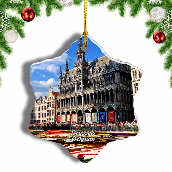 Belgium Grand Place Brussels Christmas Ornament 3 Inches Snow