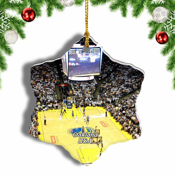 USA America Oracle Arena Oakland Christmas Ornament 3 Inches Snow