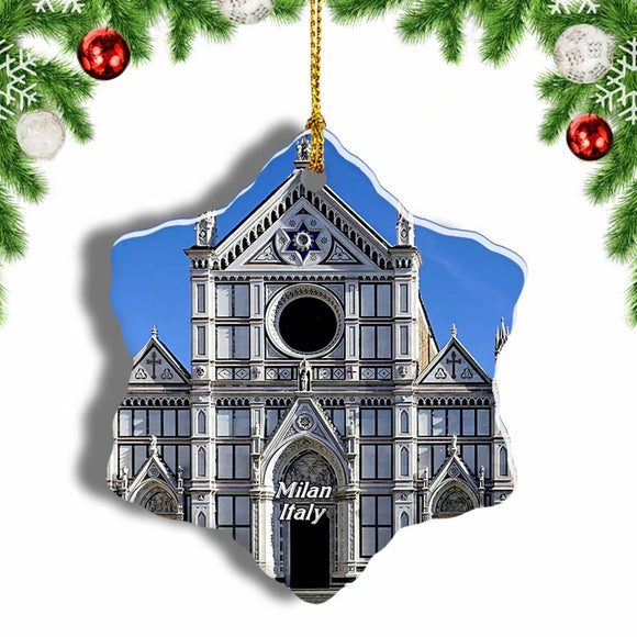 Santa Croce Church Florence Italy Christmas Ornament 3 Inches Snow