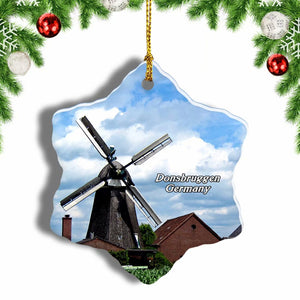 Germany Donsbruggen Windmill Christmas Ornament 3 Inches Snow