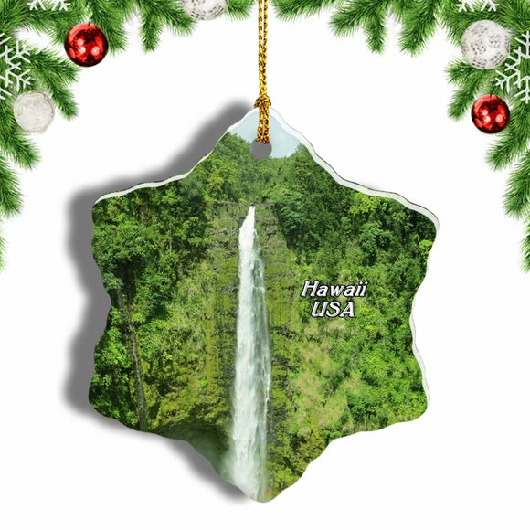 USA America Akaka Falls State Park Hilo Hawaii Christmas Ornament 3 Inches Snow