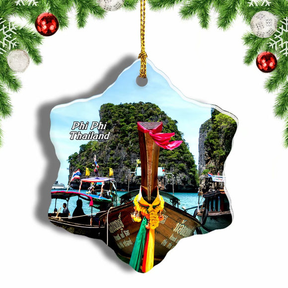 Thailand Maya Bay Phi Phi Islands Christmas Ornament 3 Inches Snow