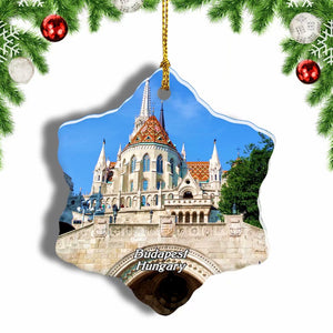 Hungary Fisherman's Bastion Budapest Christmas Ornament 3 Inches Snow