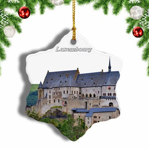 Luxembourg Knight Castle Christmas Ornament 3 Inches Snow