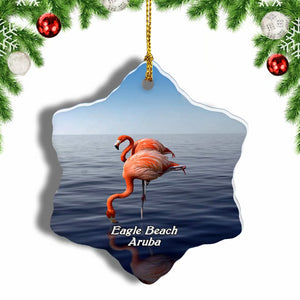 Eagle Beach Aruba Christmas Ornament 3 Inches Snow