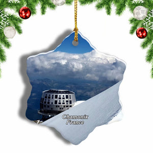 France Mont Blanc Chamonix Alps Christmas Ornament 3 Inches Snow