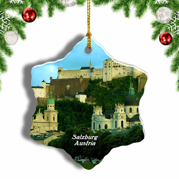 Austria Fortress Hohensalzburg Salzburg Christmas Ornament 3 Inches Snow