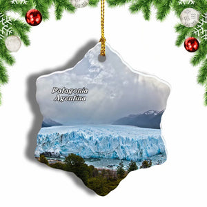 Agentina Glacier Patagonia Christmas Ornament 3 Inches Snow