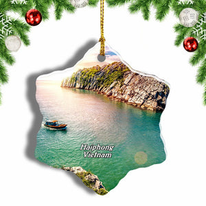 Vietnam Cat Ba National Park Haiphong Christmas Ornament 3 Inches Snow