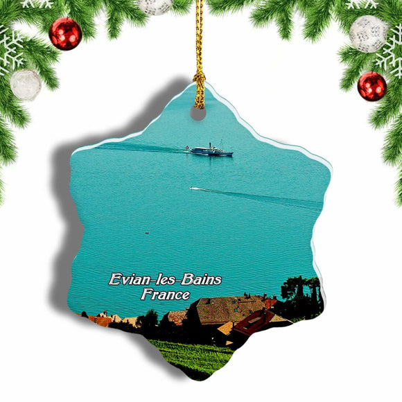 France Lake Evian-les-Bains Christmas Ornament 3 Inches Snow