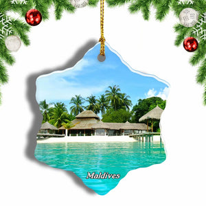 Maldives Coconut Tree Christmas Ornament 3 Inches Snow