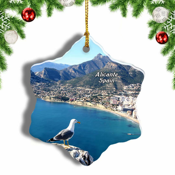 Spain Seagull Calpe Alicante Christmas Ornament 3 Inches Snow