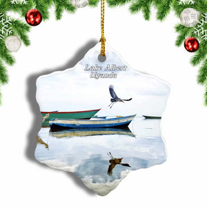 Uganda Lake Albert Christmas Ornament 3 Inches Snow