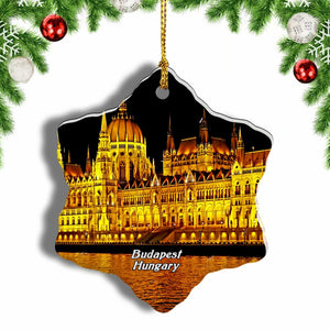 Hungary Budapest Night Christmas Ornament 3 Inches Snow