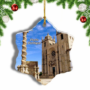 Portugal Porto Cathedral Christmas Ornament 3 Inches Snow