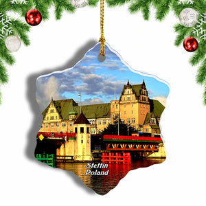 Poland Stettin Bridge Christmas Ornament 3 Inches Snow