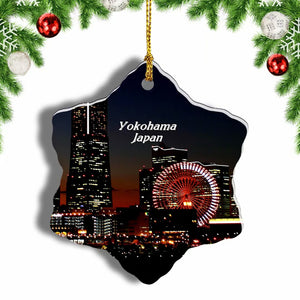 Japan Yokohama Christmas Ornament 3 Inches Snow