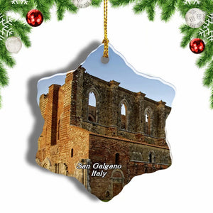 Italy Tuscany Abbazia San Galgano Christmas Ornament 3 Inches Snow