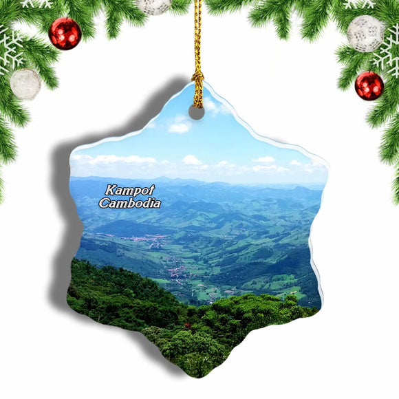 Cambodia Bokor National Park Kampot Christmas Ornament 3 Inches Snow