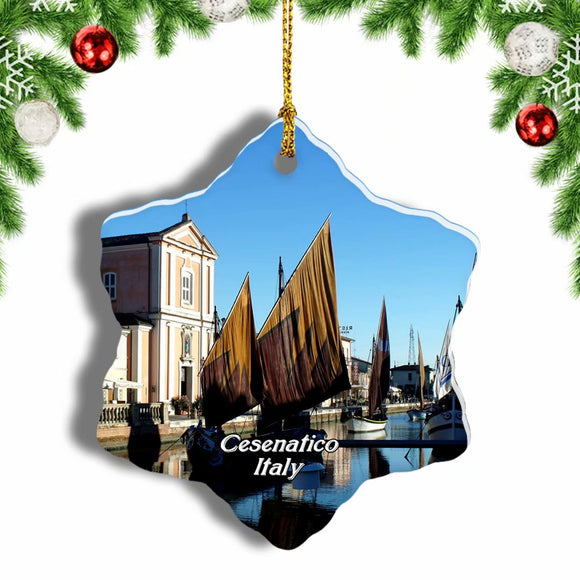 Italy Porto Canale Cesenatico Christmas Ornament 3 Inches Snow