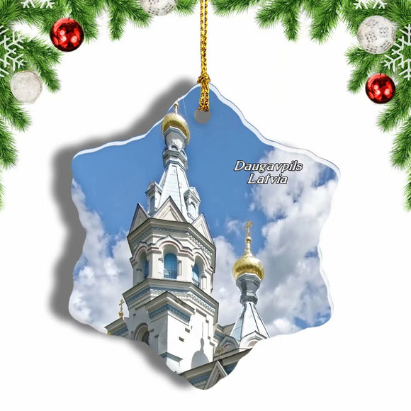 Latvia Daugavpils Church Christmas Ornament 3 Inches Snow