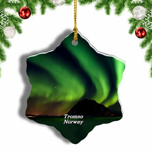 Norway Aurora Tromso Christmas Ornament 3 Inches Snow