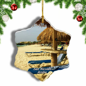 Baby Beach San Nicolas Aruba Christmas Ornament 3 Inches Snow