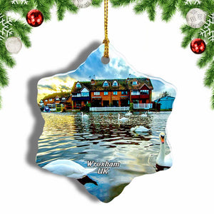 UK England Swan Wroxham Christmas Ornament 3 Inches Snow