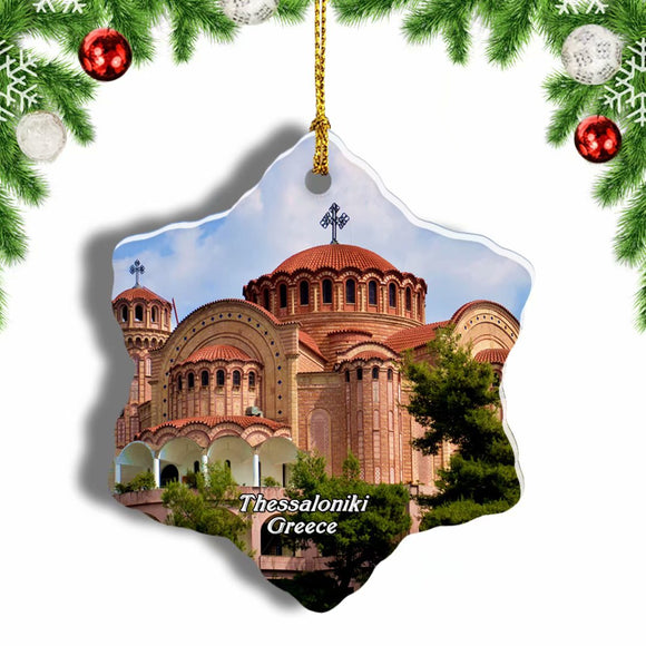 Greece Church Thessaloniki Christmas Ornament 3 Inches Snow