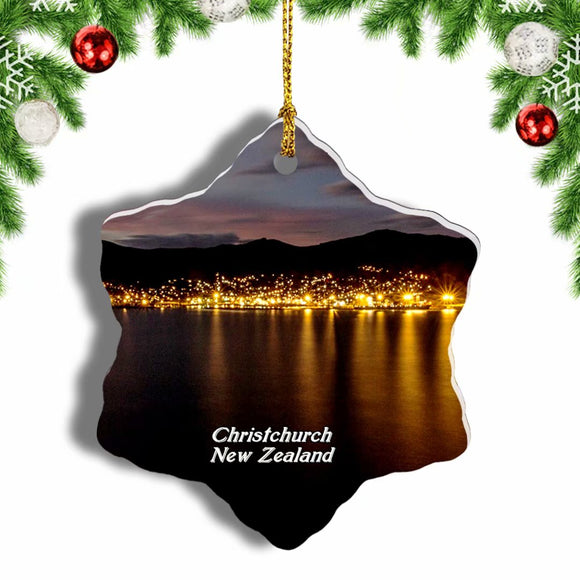 New Zealand Lyttelton Christchurch Christmas Ornament 3 Inches Snow