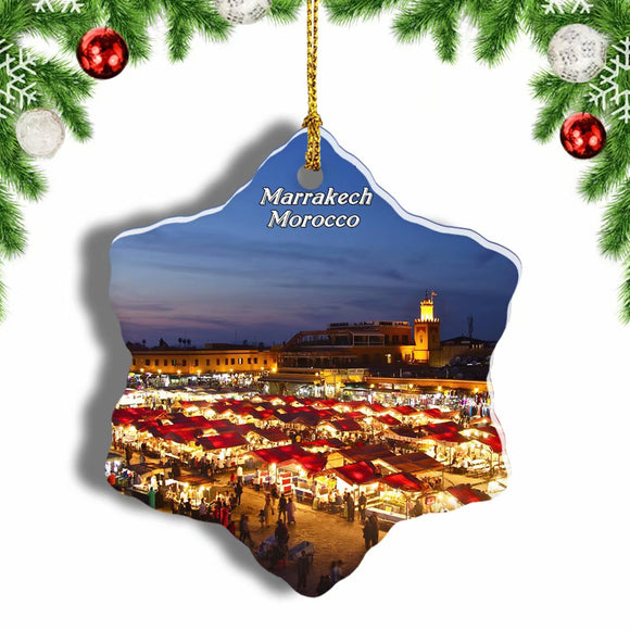 Morocco Jemaa Marketplace  Marrakech Christmas Ornament 3 Inches Snow