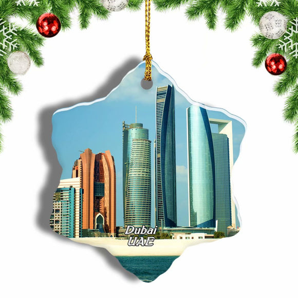 UAE Etihad Towers Abu Dhabi Christmas Ornament 3 Inches Snow