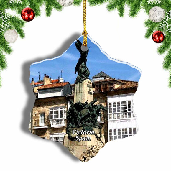 Spain Square of the White Virgin Victoria Christmas Ornament 3 Inches Snow