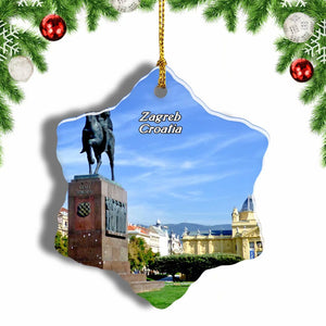 Croatia Zagreb Christmas Ornament 3 Inches Snow