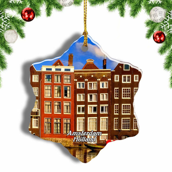 Holland Anne Frank House Amsterdam Christmas Ornament 3 Inches Snow