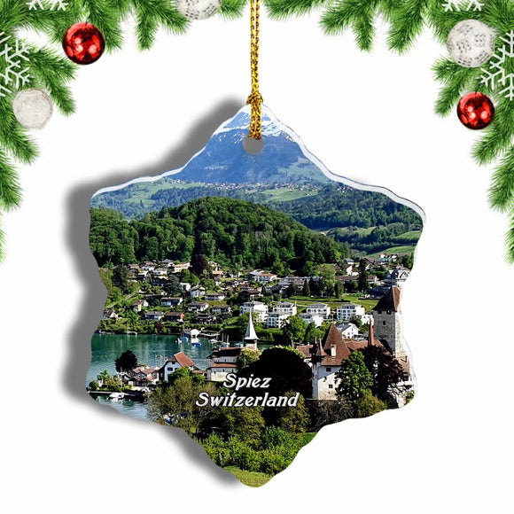 Switzerland Spiez Christmas Ornament 3 Inches Snow