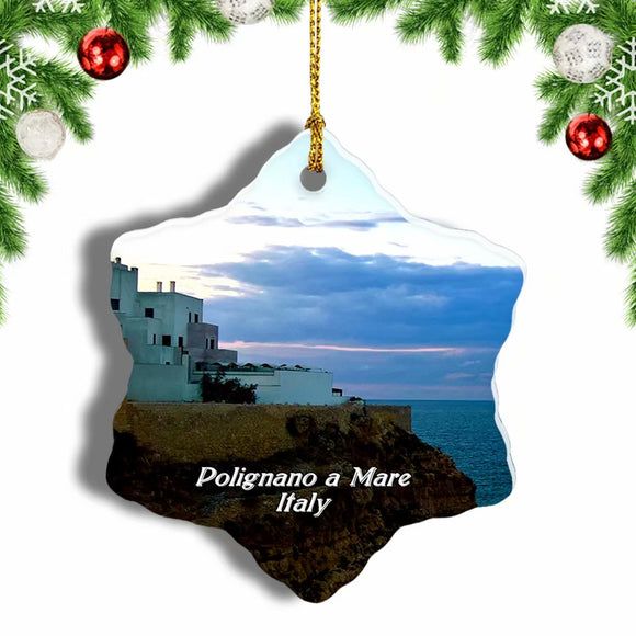 Italy Historic Center of Polignano a Mare Christmas Ornament 3 Inches Snow