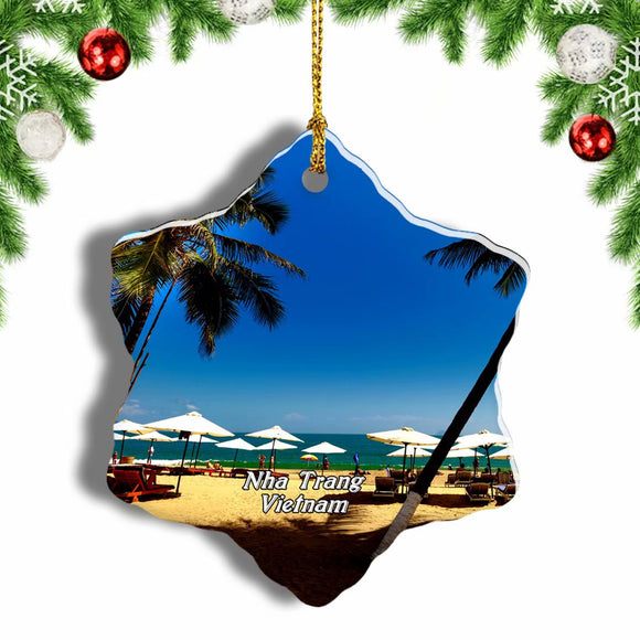 Vietnam Nha Trang Beach Christmas Ornament 3 Inches Snow