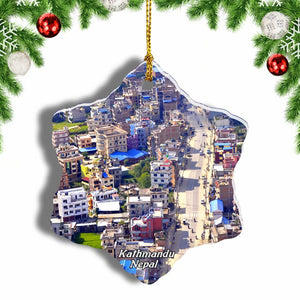 Nepal Kathmandu Christmas Ornament 3 Inches Snow